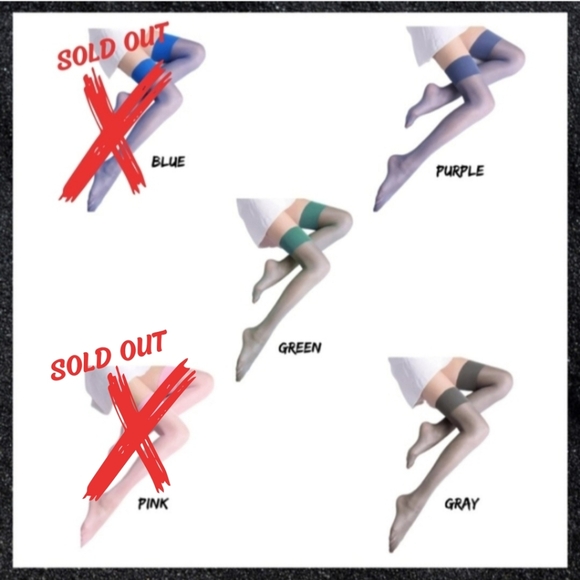 Gray Shiny Pastel Thigh Highs - Picture 2 of 3